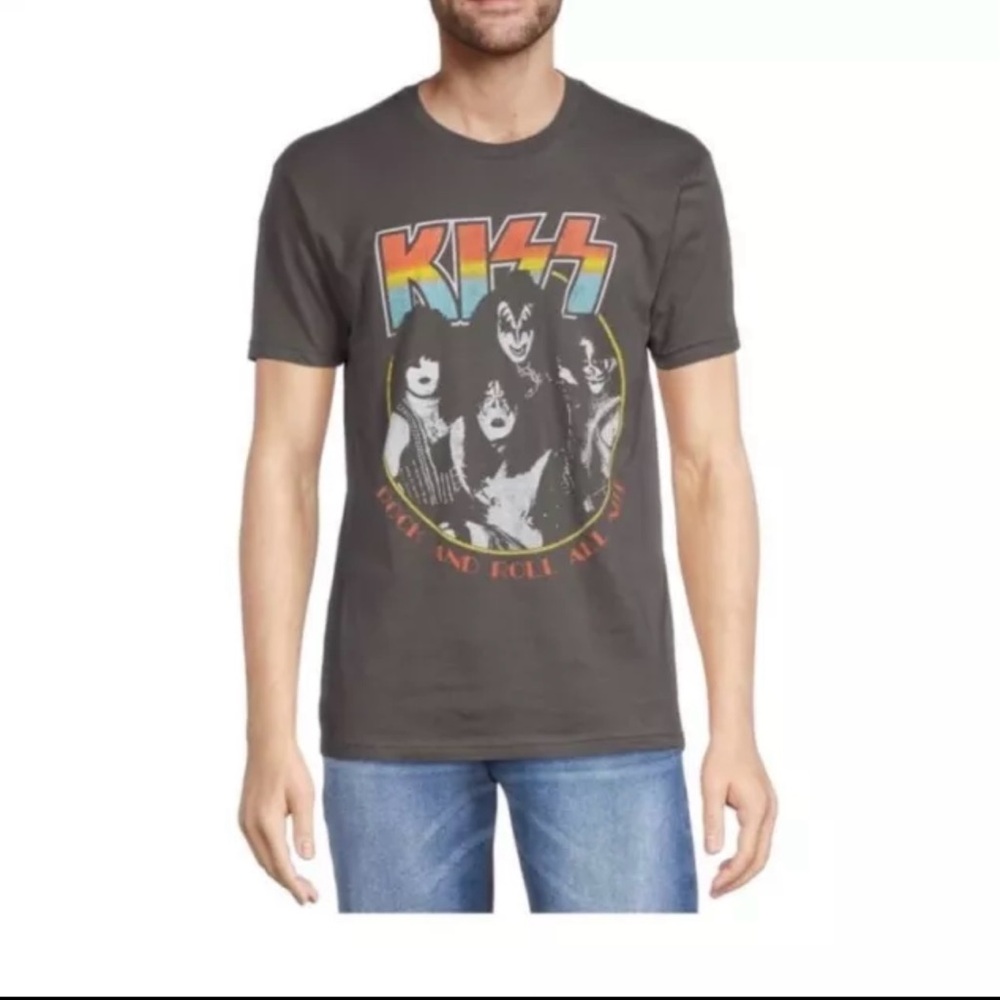Kiss Men's Group Band T-Shirt with Short Sleeves Size XL (46-48)